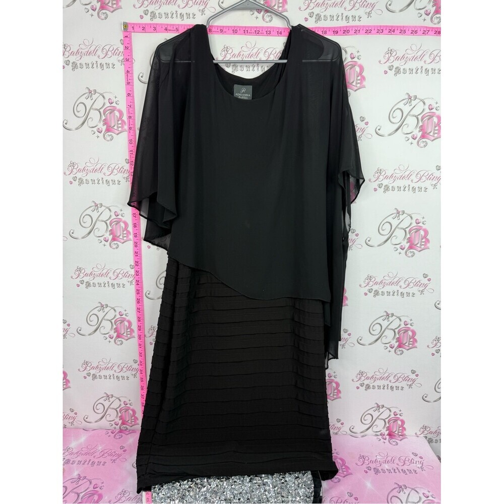 Adrianna Papell dress flowy Black Layered Midi Dress